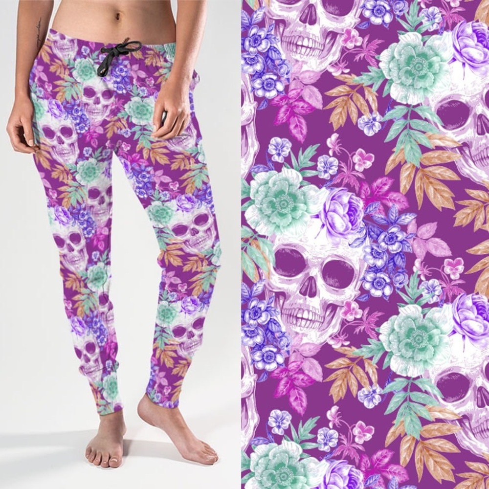 Tropical skull joggers with POCKETS!